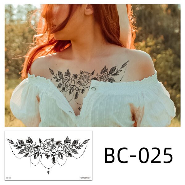 Tattoo stickers, Chest tattoo, Rose