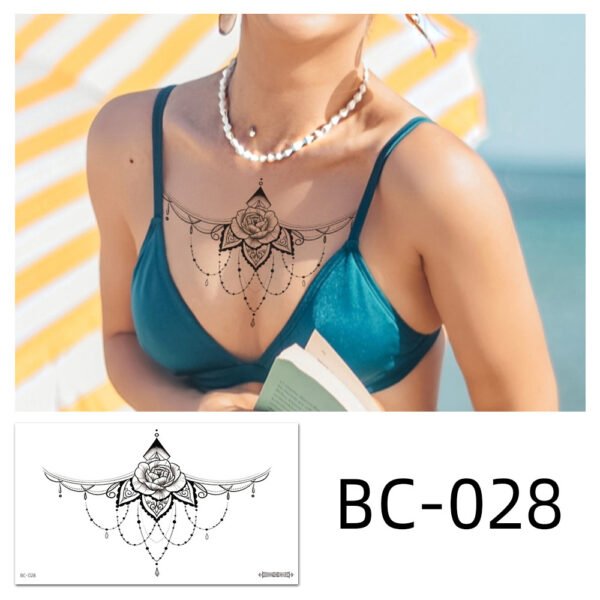 Tattoo stickers, Chest tattoo, Rose