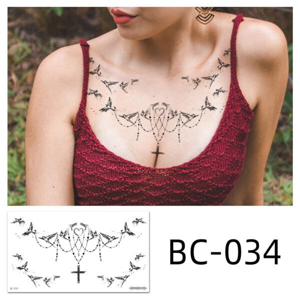 Tattoo stickers, Chest tattoo, swallow