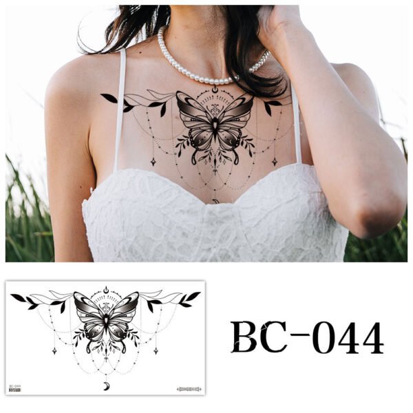 Tattoo stickers, Chest tattoo, Butterfly