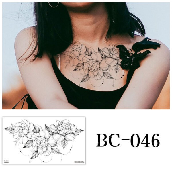 Tattoo stickers, Chest tattoo, Flowers