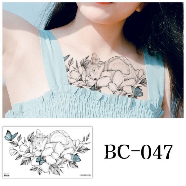 Tattoo stickers, Chest tattoo, fox