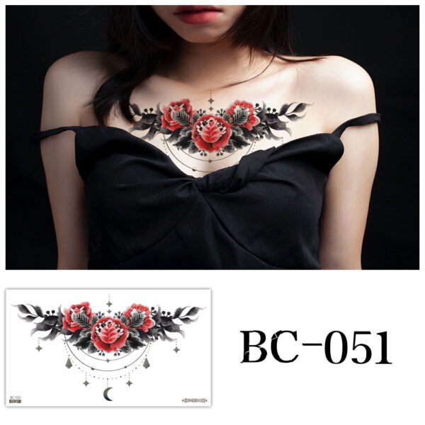 Tattoo stickers, Chest tattoo, roses